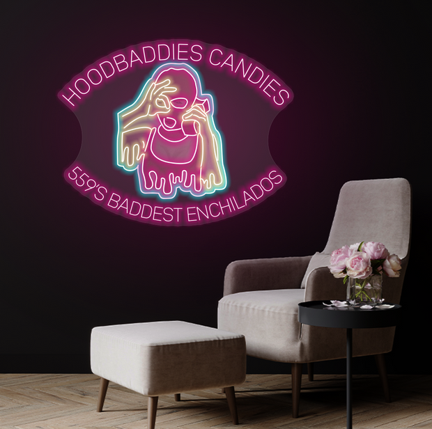 Hoodbaddies Candies 559's Baddest Enchilados | LED Neon Sign