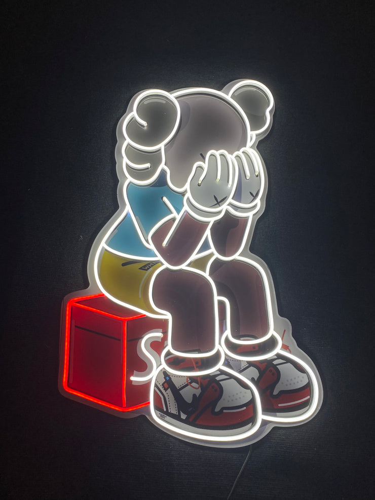 Sitting KAWS Supreme, LED Neon Sign (UV Printed)