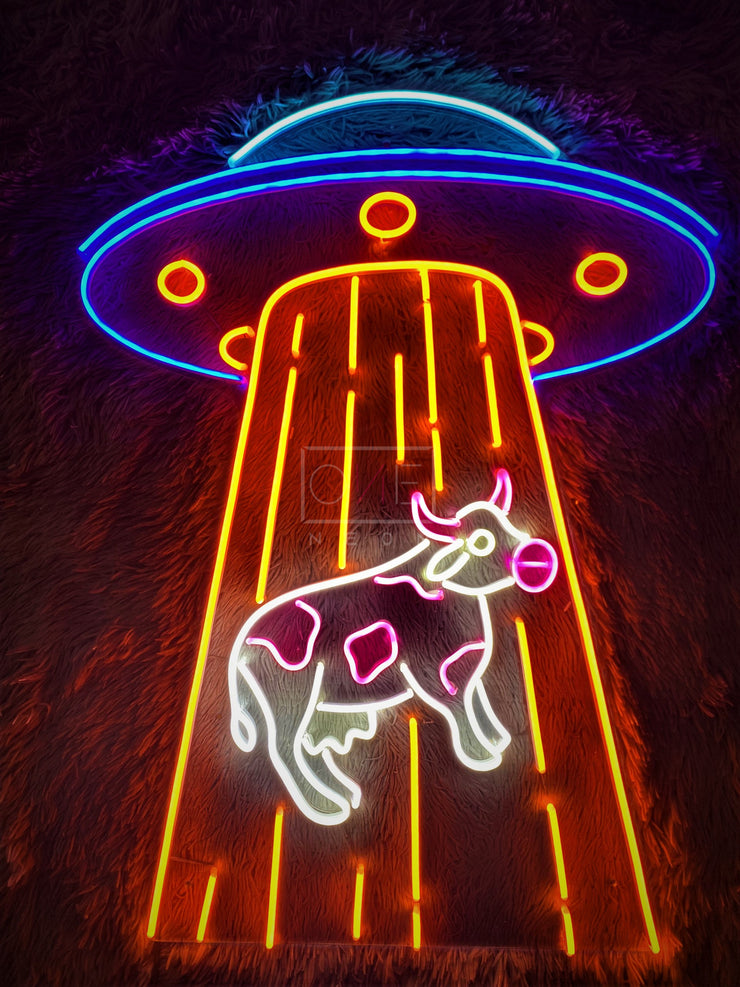 UFO Kidnapping Cow | LED Neon Sign
